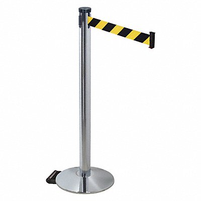 RETRACTA-BELT 304PAPCBYD Barrier Post Grey Blk/Yellow Belt 40 in H