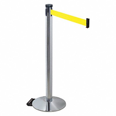RETRACTA-BELT 304PAPCFY Barrier Post Grey 2in Belt W 10ft Belt L