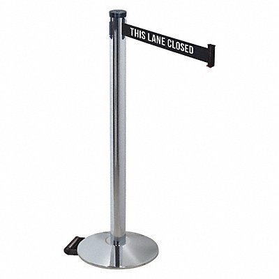 RETRACTA-BELT 304PAPCTLC Barrier Post Black/White Belt Cast Iron