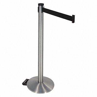 RETRACTA-BELT 304SASSBK Barrier Post SatinSS Blk Belt 2in Belt W