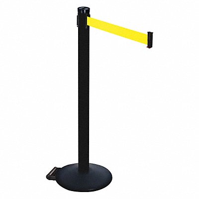RETRACTA-BELT 305PSBFY Barrier Post 2 in Belt W Cast Iron Base
