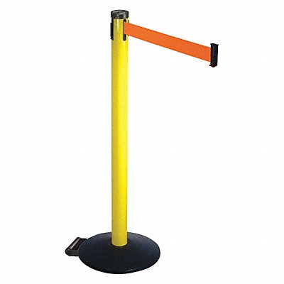 RETRACTA-BELT 305YAFO Barrier Post Black w/Wheels 2 in Belt W