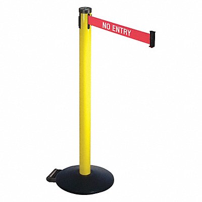 RETRACTA-BELT 305YANE Barrier Post 40in. H 2 n Belt W No Entry