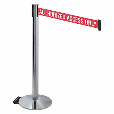 RETRACTA-BELT 334PAPCAAO Barrier Post Grey Red/White Belt Text