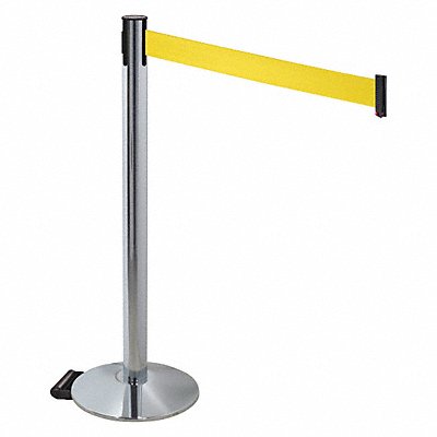 RETRACTA-BELT 334PAPCYW Barrier Post Grey Yellow Belt w/Wheels