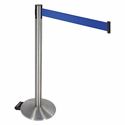 RETRACTA-BELT 334SASSBL Barrier Post Satin SS Blue Belt w/Wheels