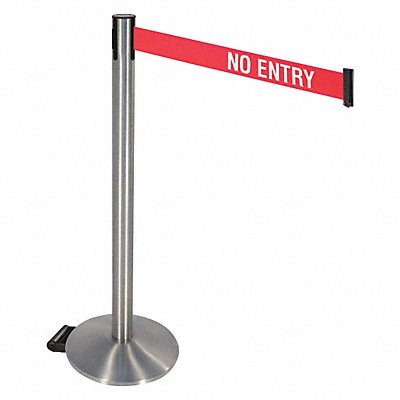 RETRACTA-BELT 334SASSNE Barrier Post Grey 40 in H No Entry