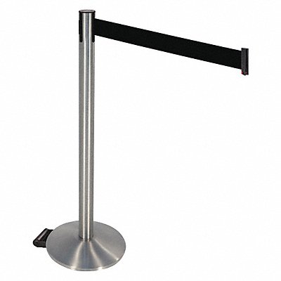 RETRACTA-BELT 334SSBK Barrier PostBlack Belt w/Wheels Sloped