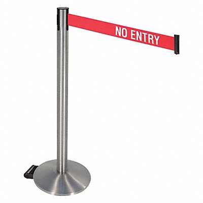 RETRACTA-BELT 334SSNE Barrier Post w/Wheels 40 in H No Entry