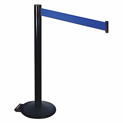 RETRACTA-BELT 335BABL Barrier Post Black Blue Belt w/Wheels