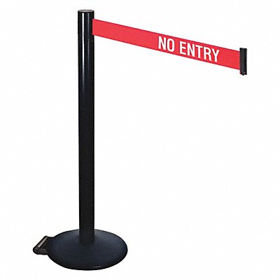 RETRACTA-BELT 335BANE Barrier Post Black 40 in H No Entry