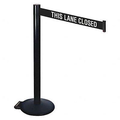 RETRACTA-BELT 335BATLC Barrier Post Blk Blk/White Belt w/Wheels