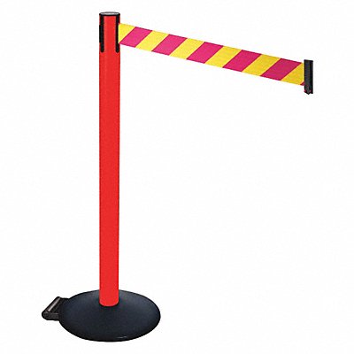 RETRACTA-BELT 335PRDMYD Barrier Post Magenta/Yellow Belt w/Wheels