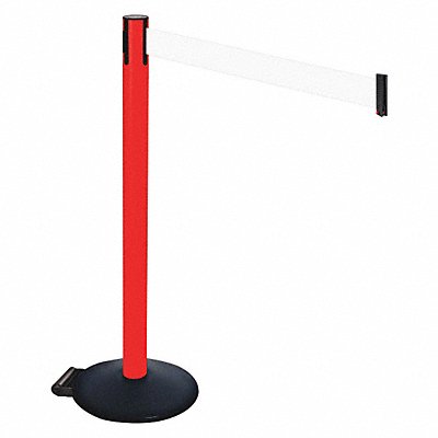 RETRACTA-BELT 335PRDWH Barrier Post Black White Belt w/Wheels