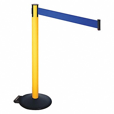 RETRACTA-BELT 335PYWBL Barrier Post PVC Post Blue Belt w/Wheels