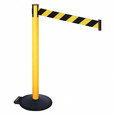 RETRACTA-BELT 335PYWBYD Barrier Post Black/Yellow Belt w/Wheels