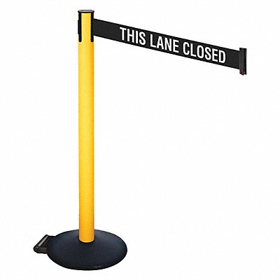 RETRACTA-BELT 335PYWTLC Barrier Post Black/White Belt w/Wheels