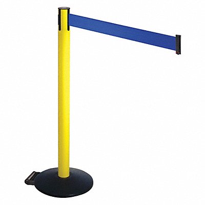 RETRACTA-BELT 335YABL Barrier Post Black Blue Belt w/Wheels