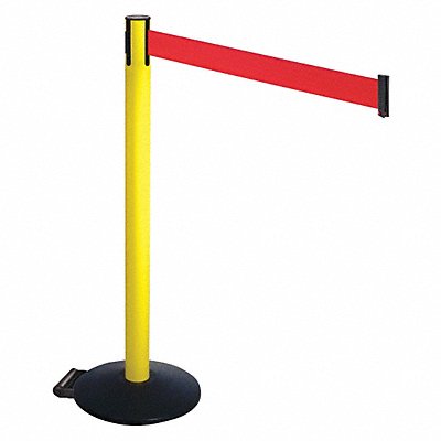 RETRACTA-BELT 335YARD Barrier Post Black Red Belt w/Wheels