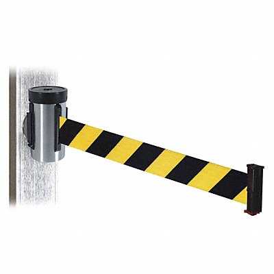 RETRACTA-BELT WH700SSBYDMM Belt Barrier Satin SS Blk/Yl Belt 10ft.L
