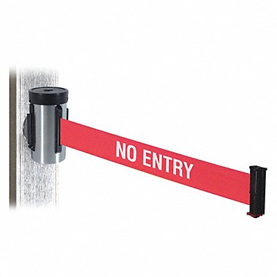 RETRACTA-BELT WH700SSNEMM Belt Barrier Satin SS Rd/White Text Belt