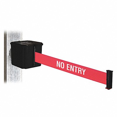 RETRACTA-BELT WH412SB15NEMM Belt Barrier Blk 4inH Rd/White Text Belt