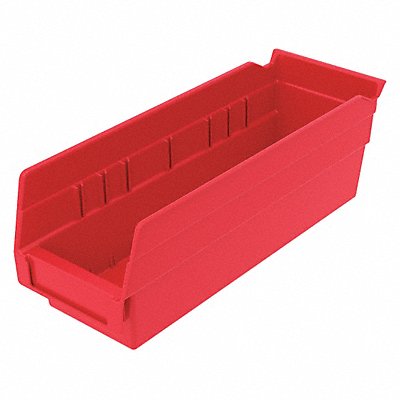 GRAINGER 30120REDBLANK Shelf Bin Red Indstr Grd Poly 4 in