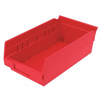 GRAINGER 30130REDBLANK Shelf Bin Red Indstr Grd Poly 4 in