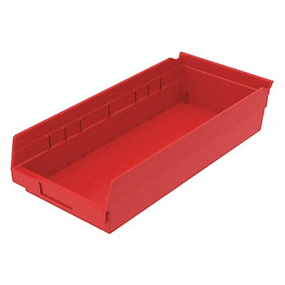 GRAINGER 30158REDBLANK Shelf Bin Red Indstr Grd Poly 4 in