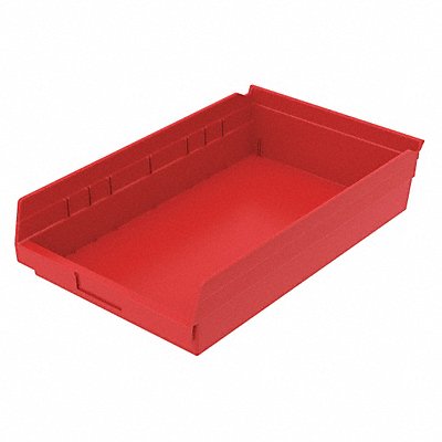 GRAINGER 30178REDBLANK Shelf Bin Red Indstr Grd Poly 4 in