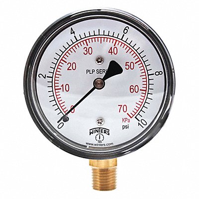WINTERS PLP306 K4546 Low Pressure Gauge Bottom 0 to 10 psi