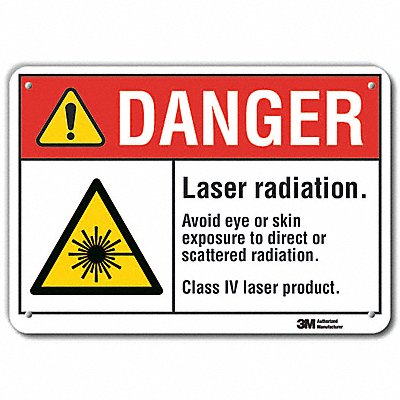 LYLE LCU40053RA10x7 Rflct Laser Area Danger Sign 7x10in Alum