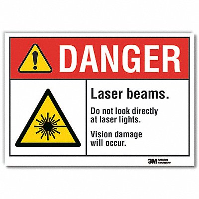 LYLE LCU40054RD5x35 Laser Area Danger Reflective Label 3.5inx5in