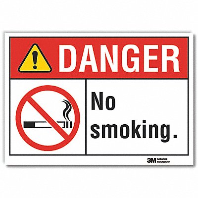 LYLE LCU40130RD10x7 No Smoking Danger Reflective Label 7inx10in