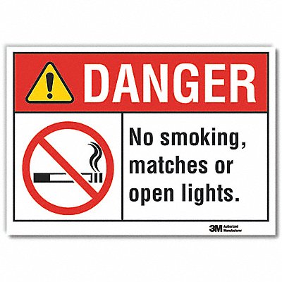 LYLE LCU40133RD14x10 No Smoking Danger Rflct Lbl 10inx14in