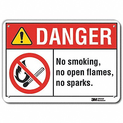 LYLE LCU40136RA14x10 Reflective No Smoking Danger Sign 10x14in Alu