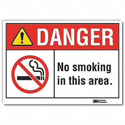 LYLE LCU40171RD14x10 No Smoking Danger Rflct Lbl 10inx14in