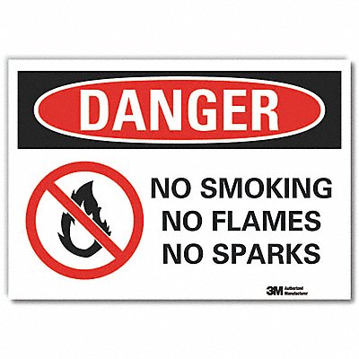 LYLE LCU40205RD14x10 No Smoking Danger Reflective Label 10inx14in