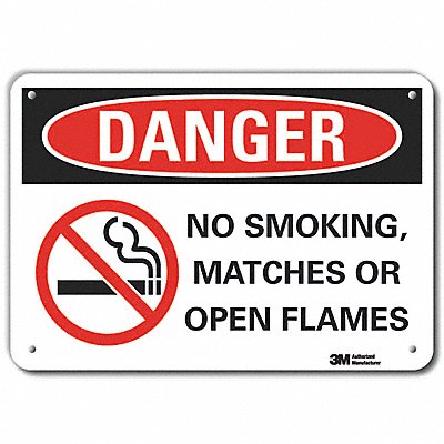 LYLE LCU40275RA14x10 Reflective No Smoking Danger Sign 10x14in Alu