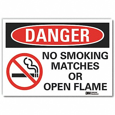 LYLE LCU40526RD14x10 No Smoking Danger Reflective Label 10inx14in