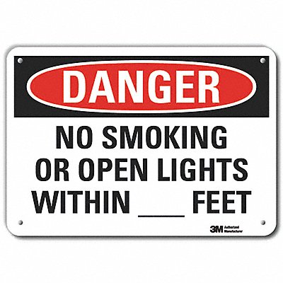 LYLE LCU40587RA14x10 Reflective No Smoking Danger Sign 10x14in Alum