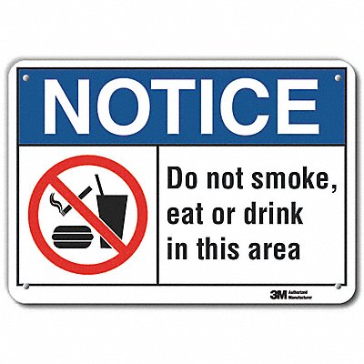 LYLE LCU50024RA10x7 No Smoking Sign 7 in x 10 in Aluminum