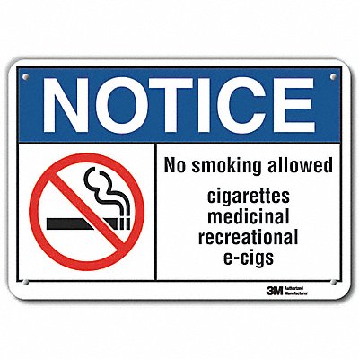 LYLE LCU50025RA10x7 No Smoking Sign 7 in x 10 in Aluminum