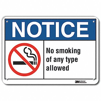 LYLE LCU50026RA10x7 No Smoking Sign 7 in x 10 in Aluminum