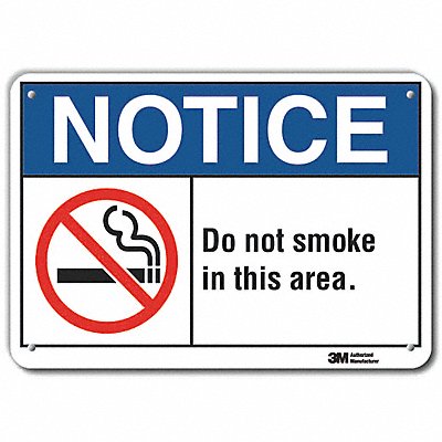 LYLE LCU50027RA10x7 No Smoking Sign 7 in x 10 in Aluminum