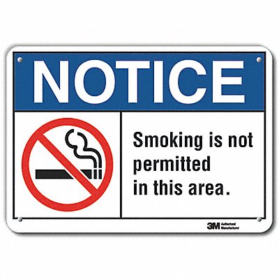 LYLE LCU50037RA10x7 Reflective No Smoking Notice Sign 7x10in Alum