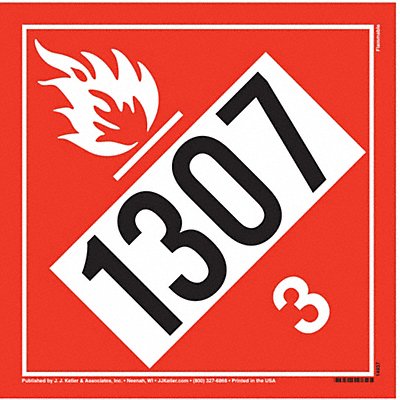 JJ KELLER 14937 DOT Container Placard 10-3/4 Label W