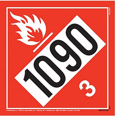 JJ KELLER 3367 DOT Container Placard 10-3/4 Label W