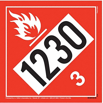JJ KELLER 4596 DOT Container Placard 10-3/4 Label W