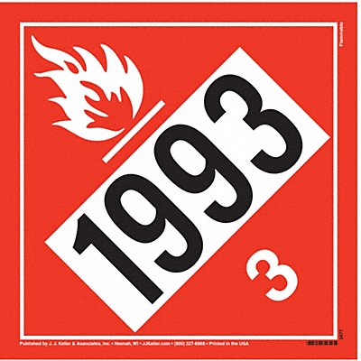 JJ KELLER 3477 DOT Container Placard 10-3/4 Label W